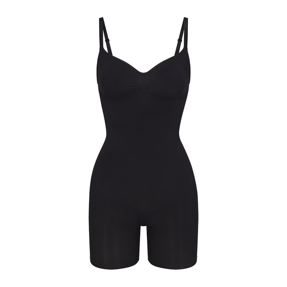SKIMS Black Shapewear Bodysuit with Adjustable Straps
